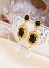 Pearl & Onix Boucles d'oreilles